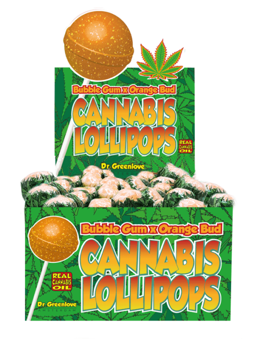 CANNABIS LOLLIPOPS BUBBLE GUM X ORANGE BUD