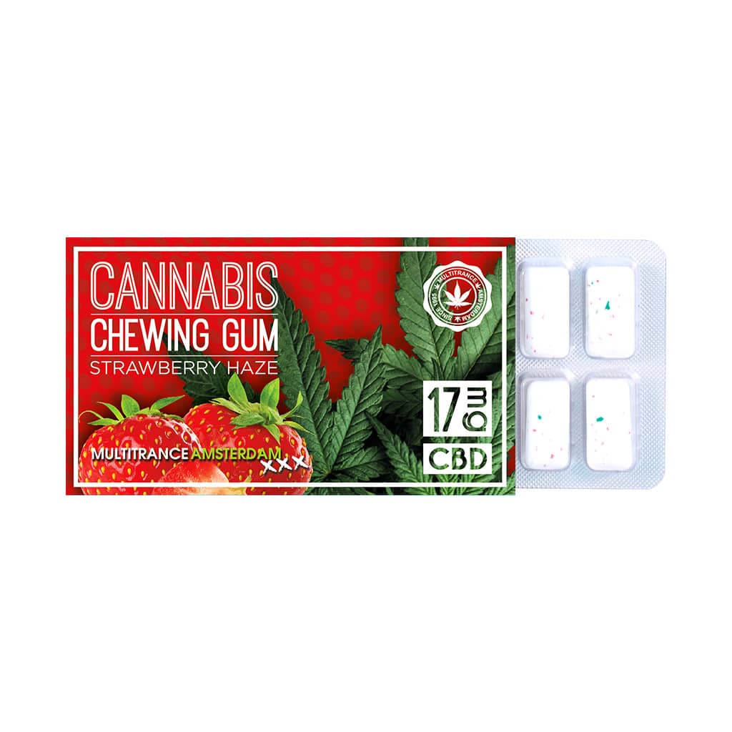 CHEWING GUM Gomme à mâcher à la fraise au cannabis (17mg CBD)