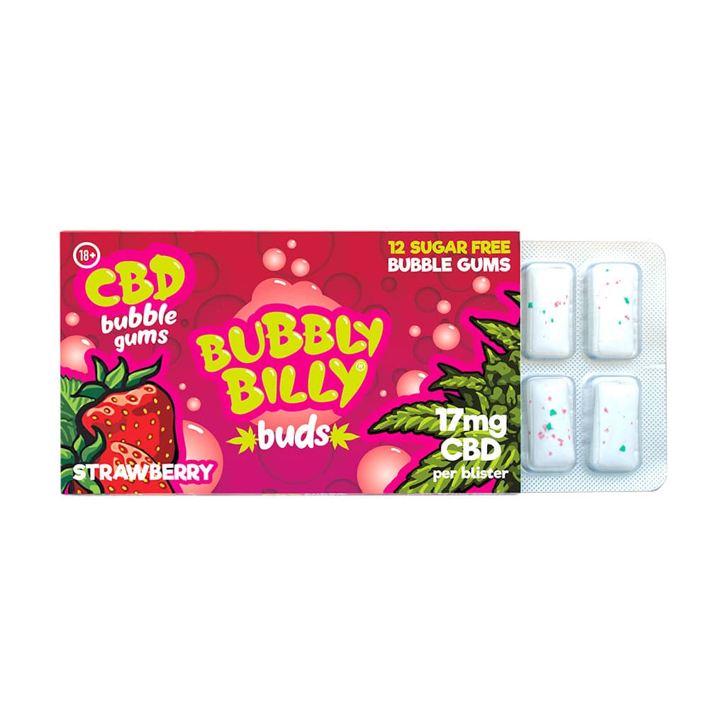 Bubbly Billy Buds Chewing Gum aromatisé à la fraise (17mg CBD)